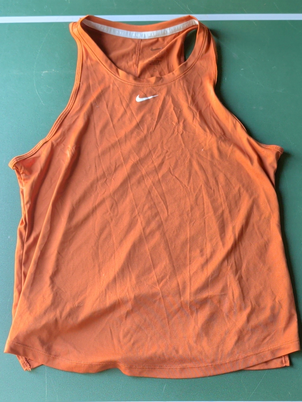 Nike Men’s Orange Racerback Swim Tank with White Swoosh